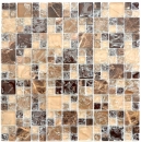 Mosaic tile Translucent dark brown combination glass mosaic Crystal stone emperador dark MOS87-K1455_f