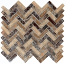 Mosaic tile Translucent dark brown herringbone glass mosaic Crystal stone emperador dark MOS87HB-1355_f