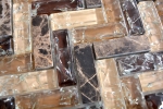 Hand-patterned mosaic tile Translucent dark brown herringbone glass mosaic Crystal stone emperador dark MOS87HB-1355_m
