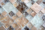 Hand-painted mosaic tile translucent light brown combination glass mosaic Crystal stone emperador light MOS87-K1453_m