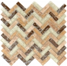 Mosaic tile Translucent light brown herringbone glass mosaic Crystal stone emperador light MOS87HB-1253_f