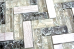 Hand-painted mosaic tile translucent gray-green herringbone glass mosaic Crystal stone gray-green MOS87HB-0552_m