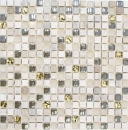 Glass mosaic natural stone mosaic tile light gray cream gold marble structure kitchen tile bathroom - MOS92-HQ12