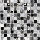 Natural stone rustic mosaic tile glass mosaic gray black silver anthracite white tile backsplash kitchen wall WC - MOS83-HQ24