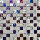 Artificial stone rustic mosaic tile glass mosaic quartzite light gray silver red blue purple backsplash kitchen backsplash bathroom WC - MOS83-CR37