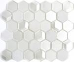 Natural stone glass mosaic mosaic tiles hexagonal white antique white cream white mother-of-pearl tile backsplash wall cladding bathroom - MOS11D-HXN11