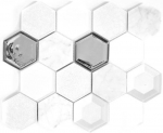 Hexagonal glass mosaic natural stone tiles marble white mirror glass tile splashback wall kitchen - MOS11E-66