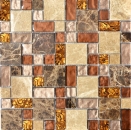 Natural stone glass mosaic marble mosaic tiles beige brown cream orange kitchen wall tile backsplash - MOS88-1303