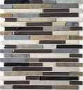 Glass mosaic natural stone rods mosaic tiles beige brown gray black anthracite tile backsplash wall facing - MOS86-0206