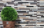 Hand-painted mosaic tile Tile backsplash Translucent beige brown gray black composite glass mosaic Crystal stone MOS86-0206_m