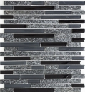 Glass mosaic natural stone rods mosaic tiles gray black dark gray anthracite wall cladding kitchen bathroom - MOS86-0208