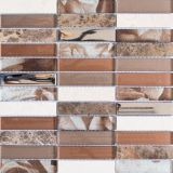 Rectangular mosaic tiles glass mosaic stone brown bronze silver copper tile backsplash kitchen tile wall WC - MOS87-78X