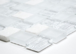 Hand pattern mosaic tile translucent white rectangle glass mosaic Crystal stone white MOS82-0111_m