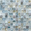 Natural stone glass mosaic mosaic tiles cream light gray anthracite blue-gray greenish tile backsplash wall cladding - MOS94-2505