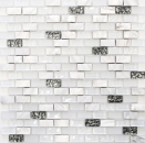 Mosaic rods composite natural stone mosaic tile white silver brick glass mosaic shell structure kitchen splashback bathroom WC - MOS87-B01S