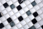Hand-painted mosaic tile Translucent white gray Glass mosaic Crystal stone super white matt black MOS92-0103_m