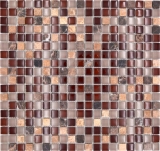 Glass mosaic natural stone mosaic tile dark brown light brown ochre BATH WC kitchen WALL tile backsplash - MOS92-1304