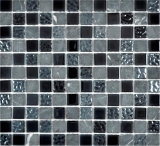 Glass mosaic natural stone mosaic tiles rustic stone gray black anthracite graphite tile backsplash kitchen backsplash - MOS62-0302-GN