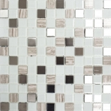 self-adhesive glass mosaic mosaic tile natural stone stainless steel cream white MOS200-4CM32