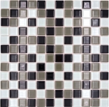 self-adhesive glass mosaic mosaic tile black mud white MOS200-4CM30