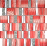 Aluminum mosaic glass mosaic ALU red wall tile backsplash kitchen shower bathroom_f | 10 mosaic mats