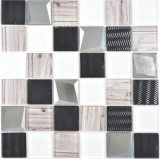 Transparent crystal glass mosaic silver wall tile backsplash kitchen shower bathroom_f | 10 mosaic mats