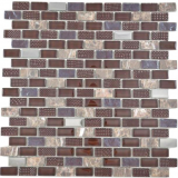 Mosaic rods composite natural stone glass mosaic brick structure dark brown wall cladding tile backsplash kitchen bathroom WC - MOS87-0013