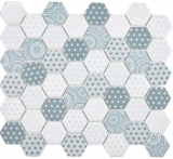 GLASS mosaic Hexagon ECO blue mosaic tile wall tile backsplash kitchen bathroom
