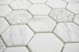 Hand sample GLASS mosaic Hexagon ECO Carrara look mosaic tile wall tile backsplash kitchen bathroom MOS16-0222_m