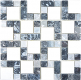 Marble mosaic stone black gray white mosaic tile wall tile backsplash kitchen bathroom MOS88-0321_f