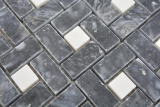 Hand sample marble mosaic wheel stone eddy black milky white polished marble mosaic wheel stone gray panther polished MOS88-B19_m