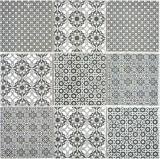Patchwork mosaic tile wall ornament decor vintage ceramic mosaic black anthracite white kitchen - MOS22B-0303