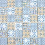 Ceramic mosaic tile retro beige yellow blue white mosaic tile patchwork ornament decor vintage MOS14-1234