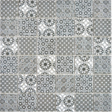 Ceramic mosaic tile black white mosaic tile patchwork ornament decor vintage wall tile backsplash MOS14-0333