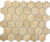 Hexagonal hexagon mosaic tile ceramic beige brown mix wood look backsplash kitchen backsplash bathroom tile - MOS11H-0011