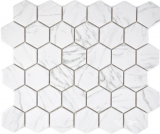 Ceramic mosaic Hexagon Carrara look white glossy mosaic tiles wall tile backsplash kitchen bathroom MOS11H-0001_f