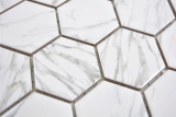 Hand sample ceramic mosaic hexagon Carrara look white glossy mosaic tile wall tile backsplash kitchen bathroom MOS11H-0001_m