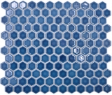 Hexagonal hexagon mosaic tile ceramic mini blue-green glossy mosaic tile wall tile backsplash kitchen bathroom toilet - MOS11H-0405
