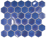 Hexagonal hexagon mosaic tile ceramic cobalt blue glossy mosaic tile wall tile backsplash kitchen tile bathroom - MOS11H-4501