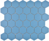 Hexagonal hexagon mosaic tile ceramic blue-green R10B shower tray floor tile mosaic tile non-slip bathroom tile wall - MOS11H-0451-R10