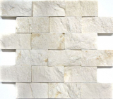 Limestone mosaic natural stone Splitface stone wall white cream Brick Limestone 3D optic tile backsplash - MOS29-49792