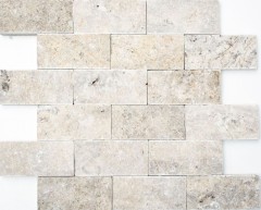 Travertine stone wall stones wall natural stone light gray brick split face silver 3D look wall facing kitchen - MOS29-42781