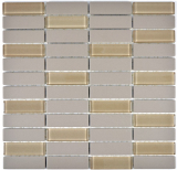 Rod mosaic tile ceramic light beige mud gray unglazed non-slip glass mix shower tray floor tile bathroom - MOS24-0212-R10