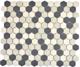 Mosaic tile ceramic beige black Hexagaon unglazed MOS11A-0113-R10_f