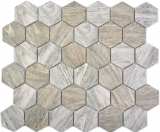 Hexagonal hexagon mosaic tile ceramic wood grain gray brown mix mosaic tile wall tile backsplash kitchen bathroom - MOS11H-0200
