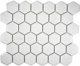 Hexagonal hexagon mosaic tile ceramic white unglazed non-slip floor tile swimming pool tile shower tray - MOS11B-0102-R10