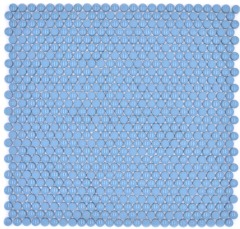 Button mosaic Loop round mosaic blue glossy matt wall tile backsplash kitchen bathroom MOS140-0411