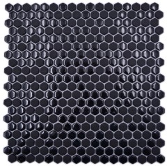 Glass mosaic hexagonal hexagon mosaic black glossy matt mosaic tile wall tile backsplash kitchen bathroom