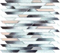 Glass mosaic rods mosaic tiles silver metal anthracite black wall tile backsplash kitchen BAD MOS86-0203