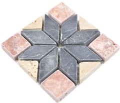 Mini travertine natural stone decor rossoverona rose gray anthracite beige inlay wall bathroom kitchen floor sauna - MOSDEKO01